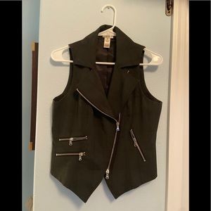 Cache Black & Gray Plaid Vest